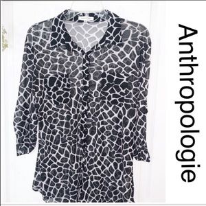 Anthropologie Sheer Animal Print Blouse